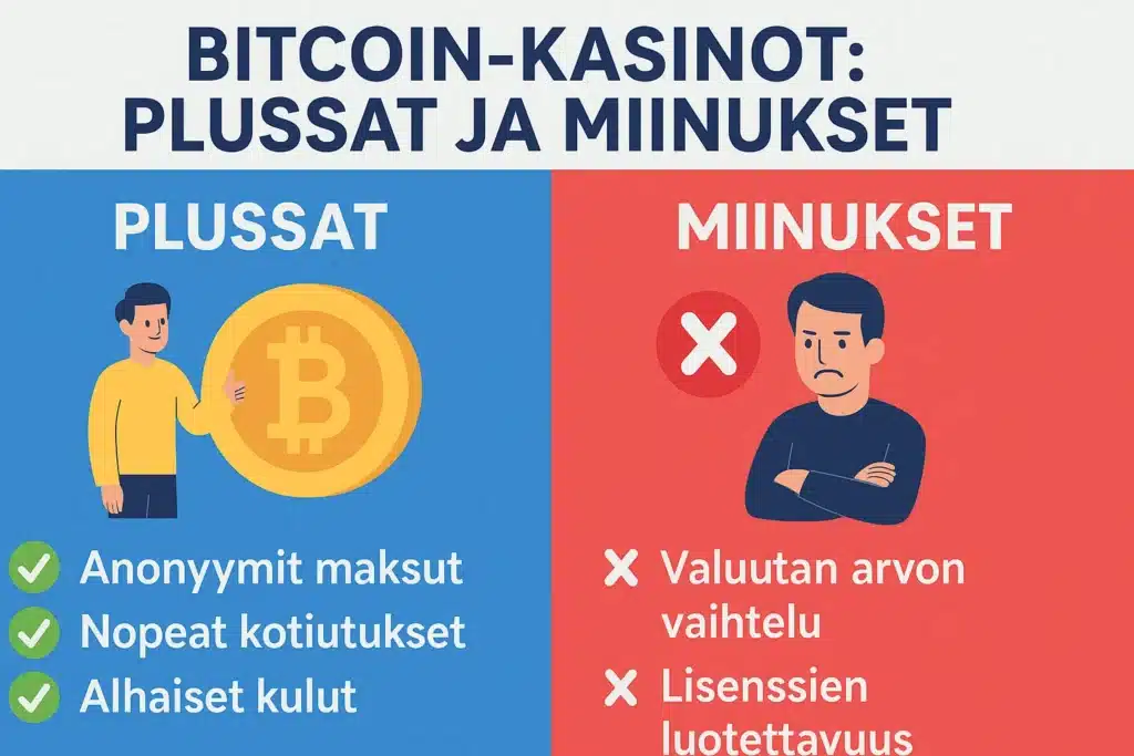 Bitcoin kasinoiden plussat ja miinukset