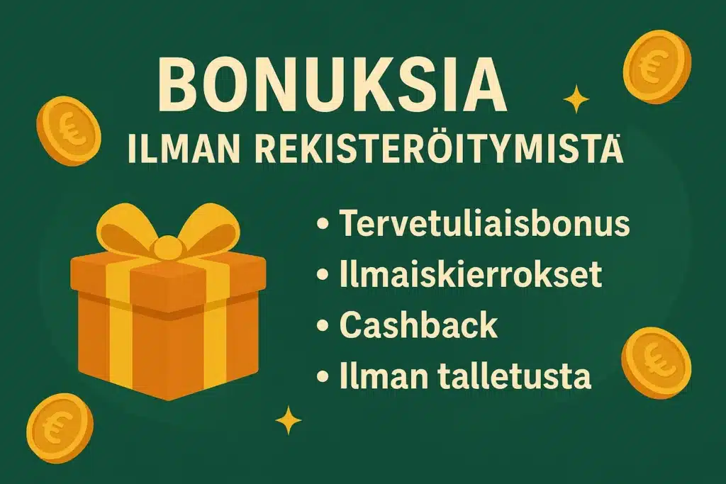 bonukset nettikasinoilla ilman rekisteröitymistä